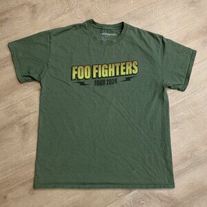 Foo Fighters Everything Or Nothing At All 2024 Tour T-Shirt Men's Large L Green